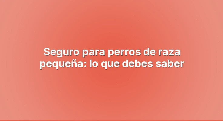 Seguro para perros de raza pequeña: lo que debes saber